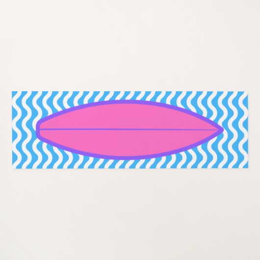 ピンクカッコいいブルーウェーブサーフィンヨガマット ヨガマット (裏面(横))