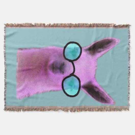 ピンクカッコいいラマ！ スローブランケット (正面)