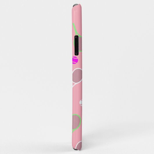 ピンクカッコいいレトロラケット模様テニス選手 Case-Mate iPhoneケース (裏面/右)