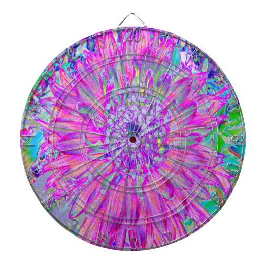 ピンクカッコいい、ブルー、パープルサボテンのダリア爆発 ダーツボード (正面)