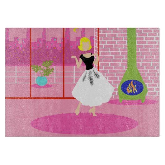 ピンクカットボードのレトロ カッティングボード (正面)