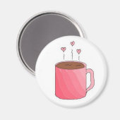 ピンクカップかわいらしのコーヒー マグネット (正面/裏面)