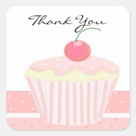 ピンクカップケーキありがとう スクエアシール