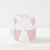 ピンクカップケーキとハート フロストグラスマグカップ (正面左)