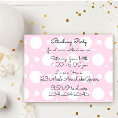 ピンクカップケーキと水玉模様ズガールズ誕生日 ポストカード