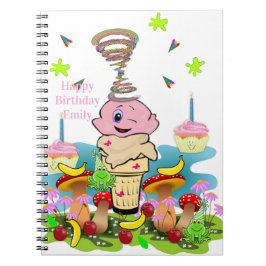 ピンクカップケーキの誕生日ノート ノートブック