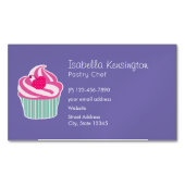 ピンクカップケーキウィス水玉模様さくらんぼ マグネット名刺 (正面)