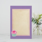 ピンクカップケーキウィス水玉模様さくらんぼ 便箋 (スタンド正面)