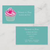 ピンクカップケーキウィス水玉模様さくらんぼ 名刺 (正面/裏面)