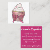 ピンクカップケーキカップケーキ焼いたバイパティシシェフベーカリー スクエア名刺 (正面/裏面)