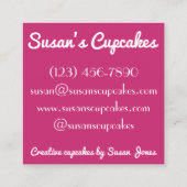 ピンクカップケーキカップケーキ焼いたバイパティシシェフベーカリー スクエア名刺 (裏面)