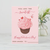 ピンクカップケーキガールズキッズクラスルームバレンタインデー シーズンカード (スタンド正面)