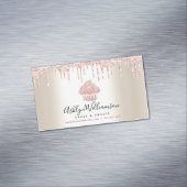 ピンクカップケーキグリッタードリップスペストリーシェフベーカリー金ゴールド マグネット名刺 (インサイチュ)