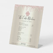 ピンクカップケーキグリッタードリップス金ゴールドメニュー価格表 台座サイン (正面)