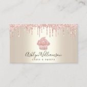 ピンクカップケーキグリッタードリップベーカリーパティシシェフ金ゴールド 名刺 (正面)