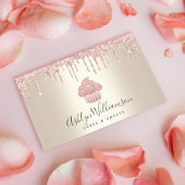 ピンクカップケーキグリッタードリップベーカリーパティシシェフ金ゴールド 名刺