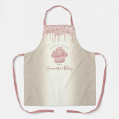 ピンクカップケーキグリッタードリップ金ゴールドベーカリーパティシエ エプロン (正面)