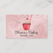 ピンクカップケーキスイートケーキベークズ自家製ベーカリーバス 名刺 (正面)