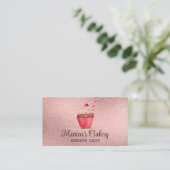 ピンクカップケーキスイートケーキベークズ自家製ベーカリー部 名刺 (スタンド正面)