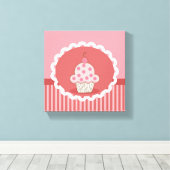 ピンクカップケーキデザイン キャンバスプリント (インサイチュ (ウッドフロア))