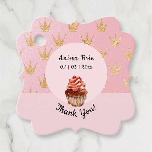 ピンクカップケーキハッピーバースデーありがとう フェイバータグ (正面)