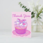ピンクカップケーキプレートサンキューはがき ポストカード (スタンド正面)