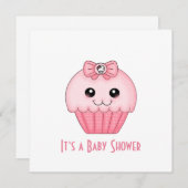 ピンクカップケーキベビーシャワー招待状 招待状 (正面/裏面)