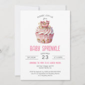 ピンクカップケーキベビー散水冬女の子ベビーシャワー 招待状 (正面)