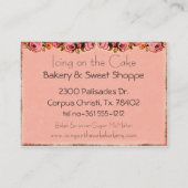 ピンクカップケーキベーカリービジネスプロファイルカード 名刺 (裏面)