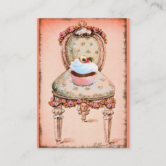 ピンクカップケーキベーカリービジネスプロファイルカード 名刺 (正面)