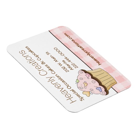 ピンクカップケーキベーカリー名刺マグネット マグネット (右側)