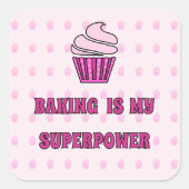 ピンクカップケーキベーキング超電力 スクエアシール (正面)