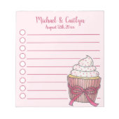 ピンクカップケーキボウスプレッレスベビーブライダルシャワー ノートパッド (正面)