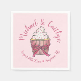 ピンクカップケーキボウフラッ結婚クズブライダルシャワー スタンダードカクテルナプキン