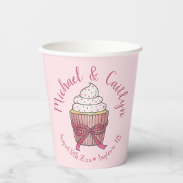 ピンクカップケーキボウフラッ結婚クズブライダルシャワー 紙コップ