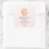 ピンクカップケーキユニコーンとバラベーカリー事業 スクエアシール (バッグ)