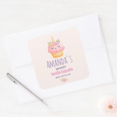 ピンクカップケーキユニコーンとバラベーカリー事業 スクエアシール (封筒)
