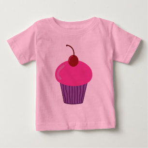 ピンクカップケーキ乳児Tシャツ ベビーTシャツ