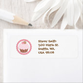 ピンクカップケーキ差出人住所ラベル ラベル (インサイチュ)