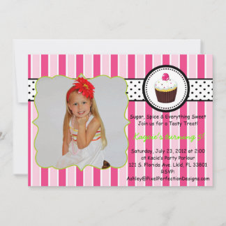 ピンクカップケーキ招待状 招待状