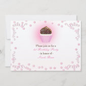 ピンクカップケーキ紙吹雪バースデーパーティ招待状 招待状 (正面)