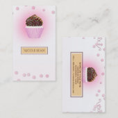 ピンクカップケーキ紙吹雪振りかけるベーカリー 名刺 (正面/裏面)
