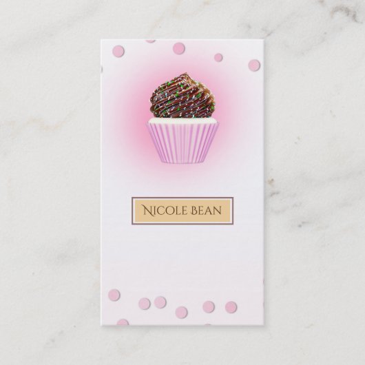 ピンクカップケーキ紙吹雪振りかけるベーカリー 名刺 (正面)