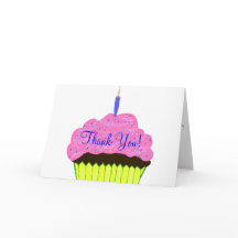 ピンクカップケーキ誕生日サンキューカード