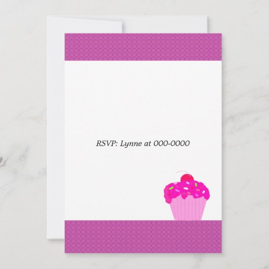ピンクカップケーキ誕生日パーティーの招待 招待状 (裏面)