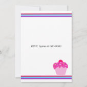 ピンクカップケーキ誕生日パーティーの招待 招待状 (裏面)