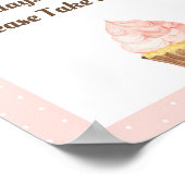 ピンクカップケーキ誕生日パーティーサイン ポスター (角)