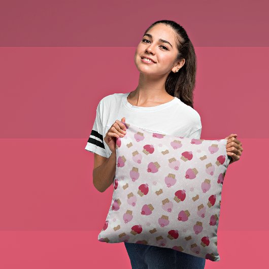 ピンクカップケーキ&ストライプ装飾用クッション装飾 クッション