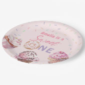 ピンクカップケーキ&ドーナツ誕生日紙プレート ペーパープレート (アングル)