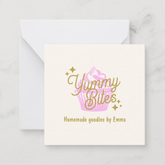 ピンクカップケーキ ノートカード (正面)